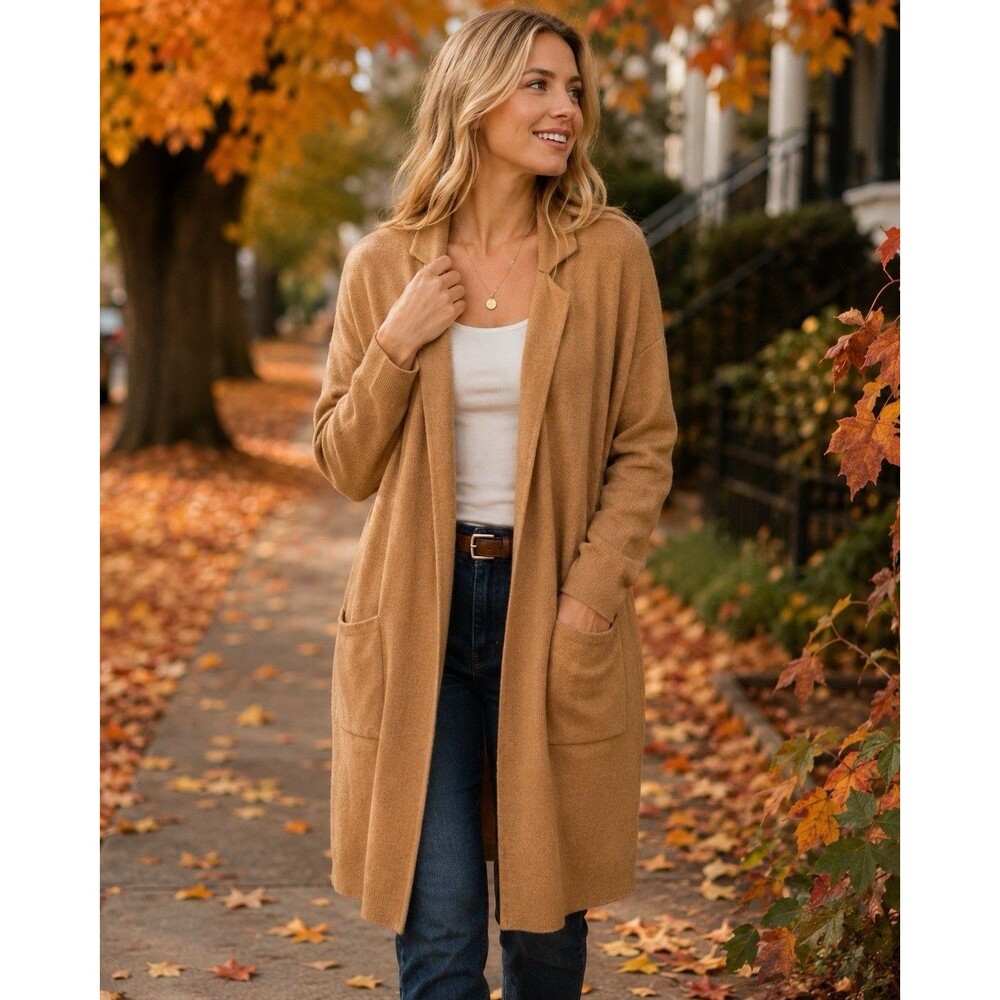 J.Crew Open-Front Blazer Cardigan in Camel Tan Size Medium